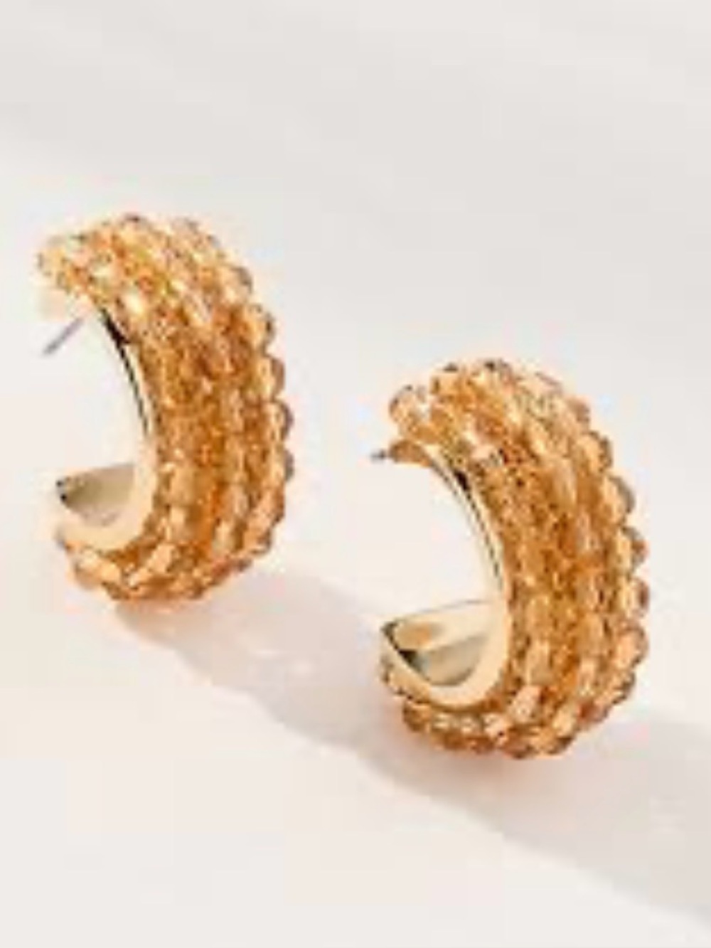 Anthropologie Golden Amber Beaded Hoop Earrings